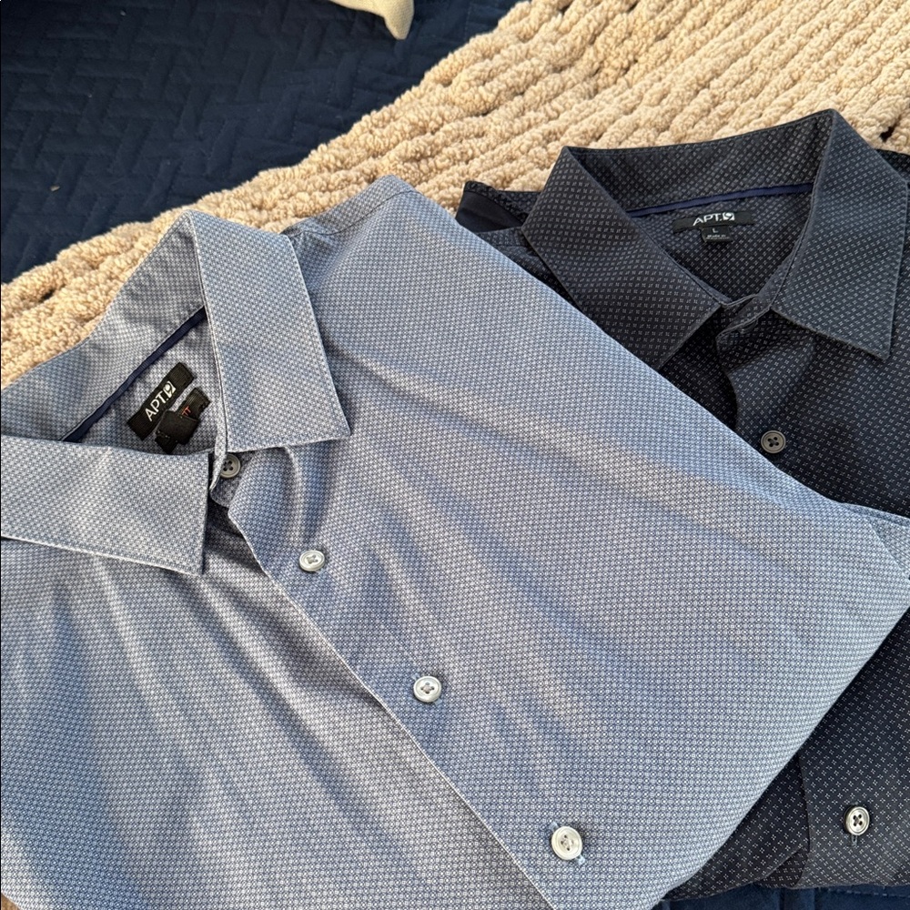 Apt. 9 set of 2 Shades of Blue Men’s Dress Shirts SzL